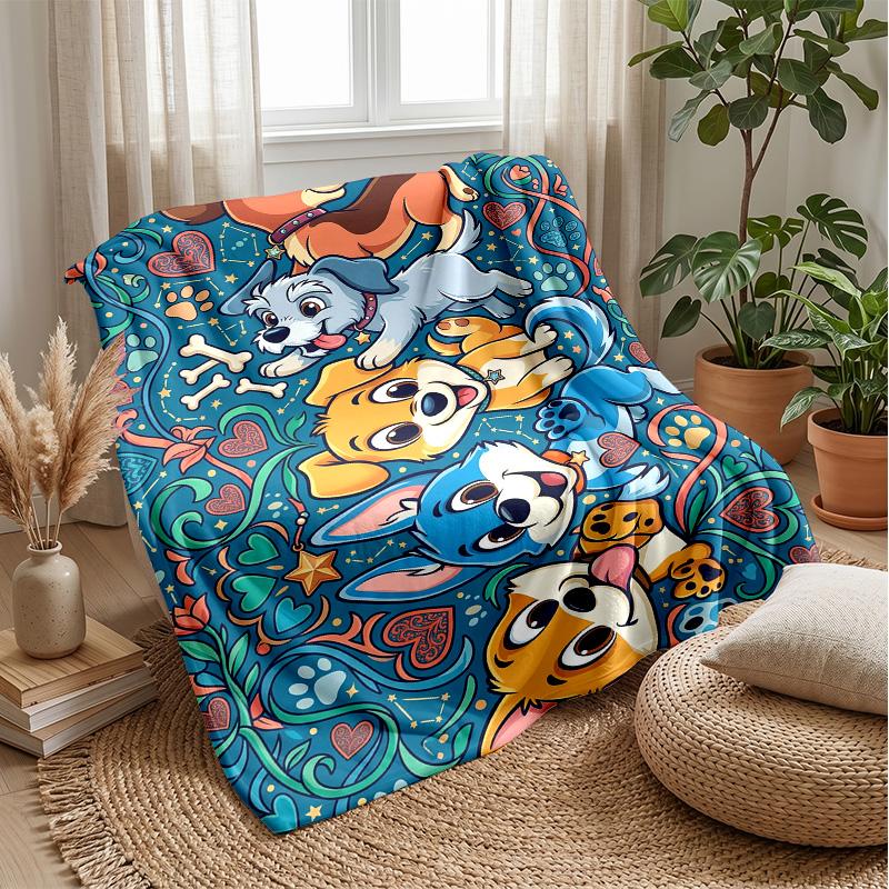 Pug Paradise Floral Theme blanket Lightweight Warm Flannel Blanket Decorative Throw Blanket for Home Decoration