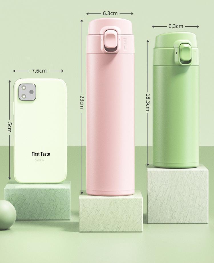 Macaron Flip-Top Insulated 304 Stainless Steel Tumbler - Car Vacuum Water Cup Gift