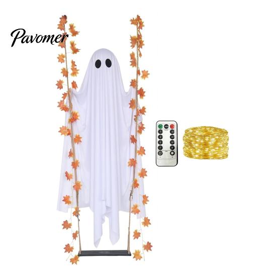 Waterproof Patio Tree Hanging Props Swinging Ghost Halloween Decoration for Outdoor Garden Yard, Weighted Fabric Flying on A Large Decorations