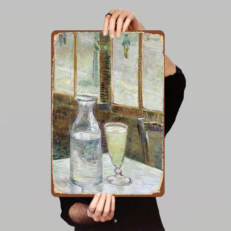 

Van Gogh Style Window Scene Iron Painting Modern Minimalist Home Wall Decor Living Room Art Hanging Painting 7.9x11.8In(20x30cm)