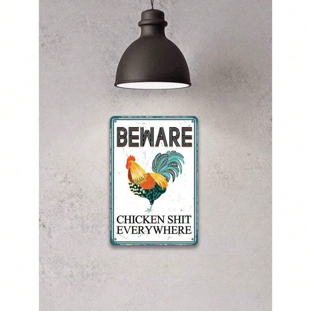 Vintage Metal Chicken Sign Farmhouse Decor Retro Wall Art Tin Sign 8x12 Inch