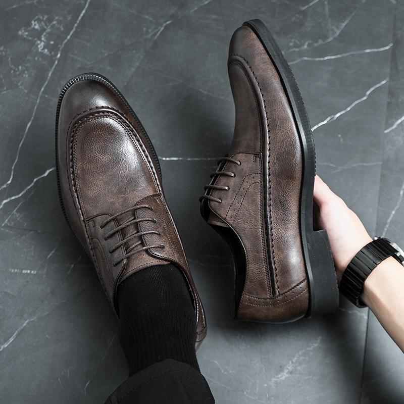 Fashion Fashion Highquality Retro Men's Shoes Casual Dress Leather Shoes Brown Black Formal Business Derby Shoes Luxury Wedding Shoes