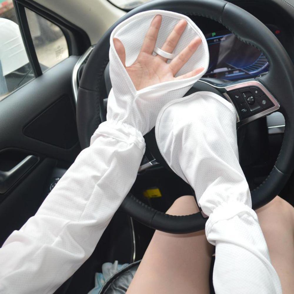 Adjustable Cuff Sun Protection Sleeves Anti-UV Ice Silk Sleeve Driving Sleeve Gloves Lady/Girl