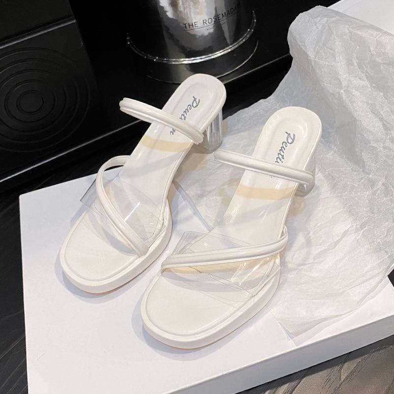 Slippers women's summer high-heeled new fish-mouth waterproof platform thick-soled cool slippers women's thick-heeled foot-fitting fashion shoes
