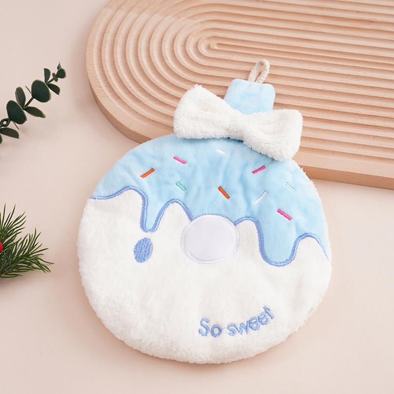 1Pcs Cute Donut Towel with Hanging Function Absorbent and Soft Not Easy To Shed Hair Kitchen and Bathroom Small Towel