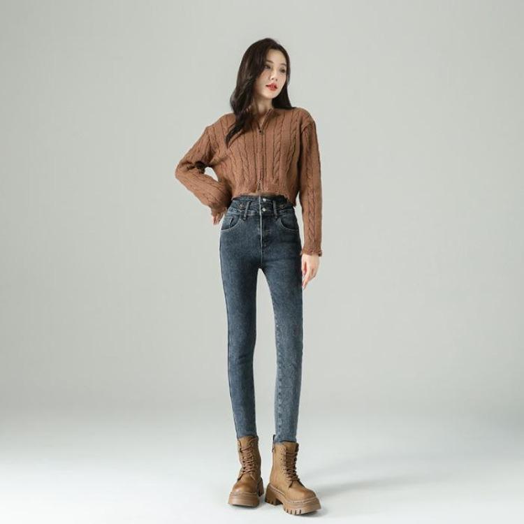 Autumn Winter Women Jeans Plus Size Velvet Stretch Pencil Pants