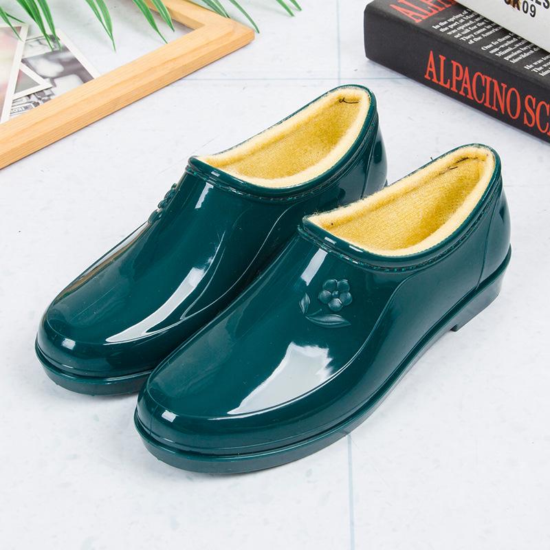 Women's Yuanbao Short Rain Boots: Non-Slip, Wear-Resistant, Warm Water Shoes for Kitchen, Spring & Autumn Wear