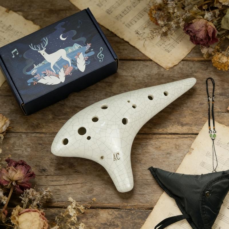 12 Hole Ceramic Ocarina Musical Device Smooth Surfaces Balanced Tone Output for Aspiring Musicians and Collectors