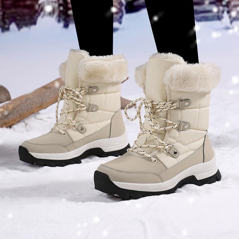 

Autumn and winter snow boots fashionable versatile outdoor shoes boots cotton shoes women s shoes warm velvet thickened non-slip women s shoes 42 бежевый