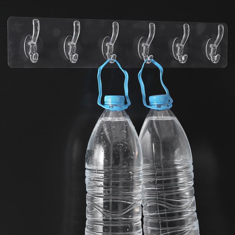 Transparent Plastic Glue Hooks Kitchen Bathroom Hooks Nail-Free Wall Hanger