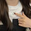 Sterling Silver Heart Pendant Necklace with Black Bead Clavicle Chain - Women's Niche Design, INS Style