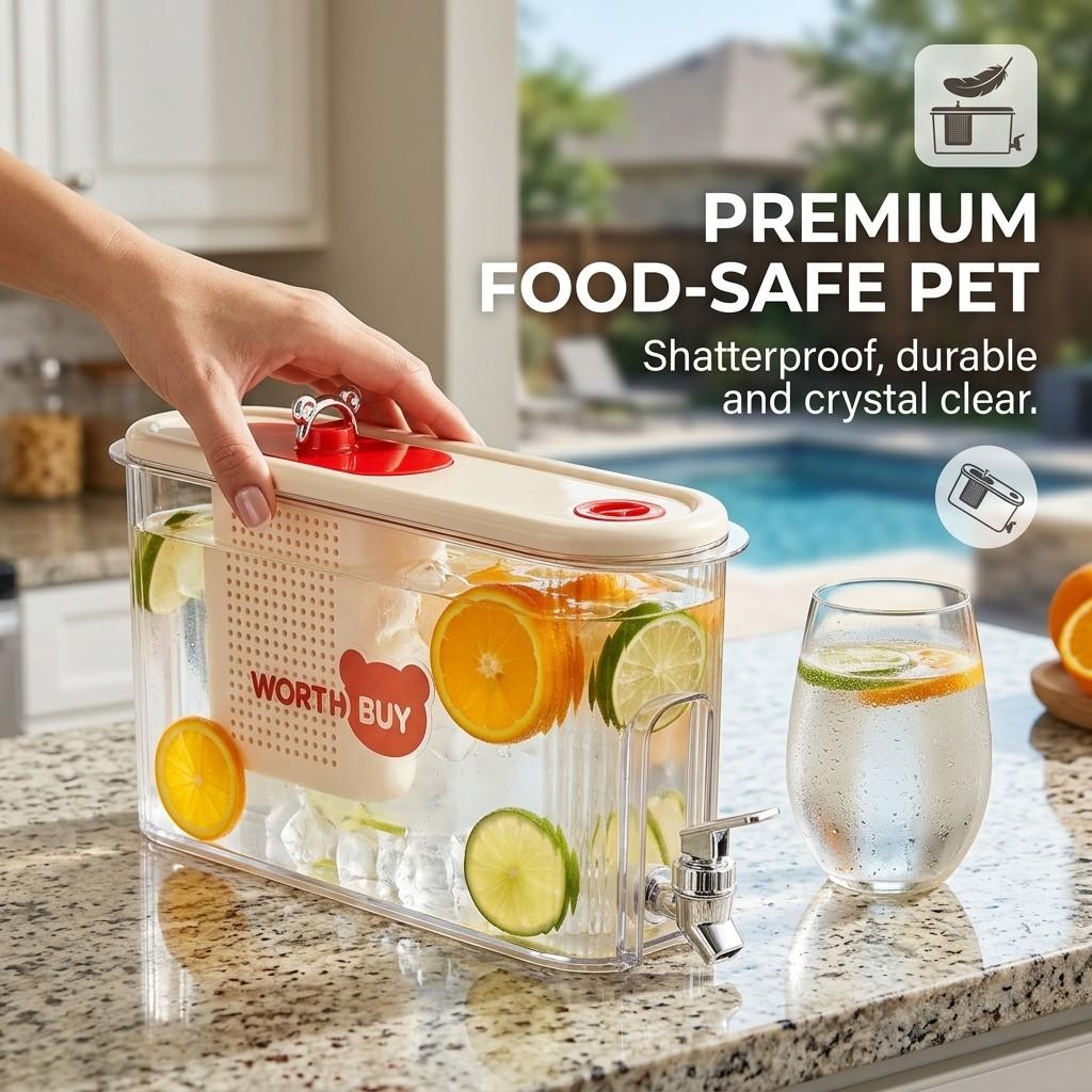 Plastic Cold Water Kettle 4L Large Capacity Beverage Dispenser Refrigerator Juice Container Cold Water Jug With Filter&Filter