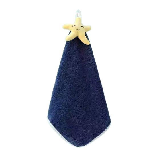 Hand Towel with Fruit Animal Hanging Towel Lanyard Design Cartoon Decor Bathroom Soft темно-синий
