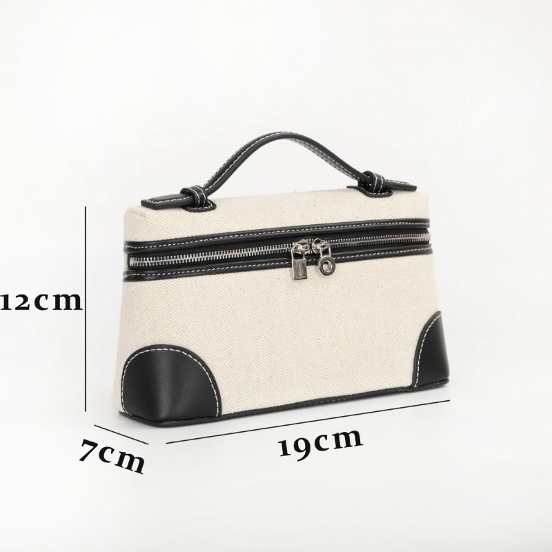 Hersteller Leinwand mit Leder LP19 Box Bag High-End Multifunktional Tragbar Einzel-Schulter Cross-Body Make-up Weiblich