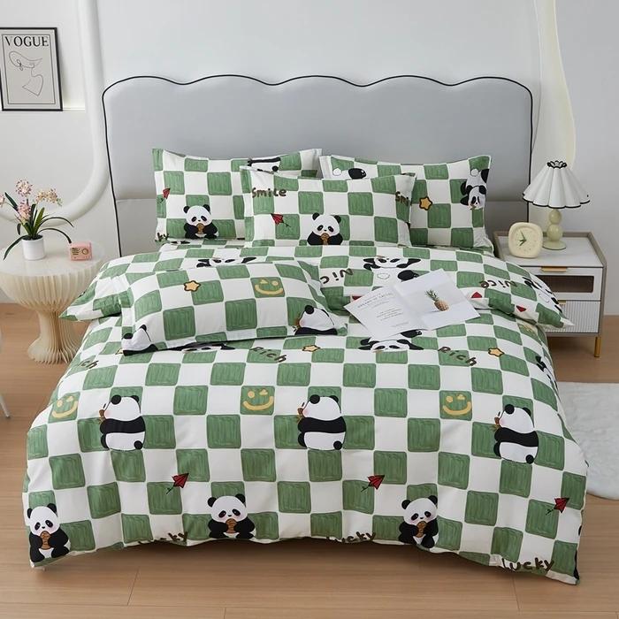 Cute Bear 100% Cotton Duvet Cover Cartoon Theme Bedding Set Kawaii Animal Comforter Cover Heart Print Bed Sets with 2 Pillowcase