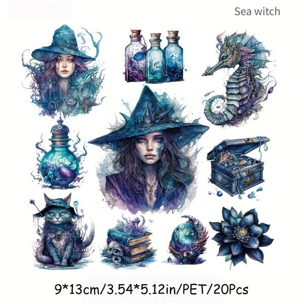 

Новые 20 листов винтажных декоративных наклеек для коллажей в стиле готической ведьмы, принадлежности для скрапбукинга своими руками