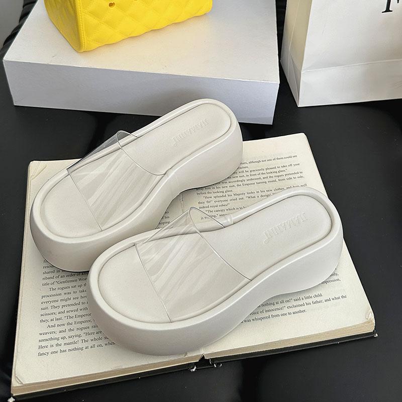 Fashion Fashion Thick Soled Women Wedges Slippers Shoes Transparent Footwear Platform Ladies Wedges Slippers Shoes Female Slides Sandals