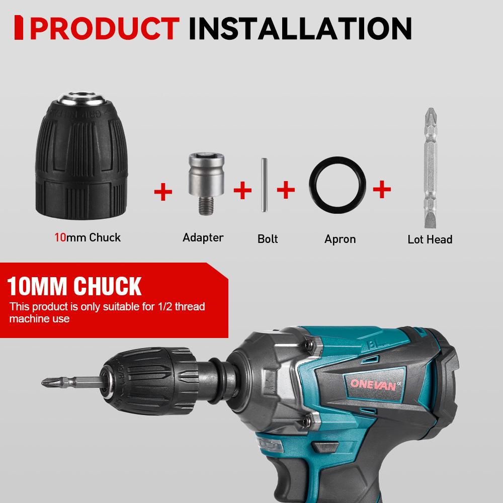 ONEVAN Torque Brushless Electric Impact Wrench 1/2 Inch Cordless Electric Wrench Power Tools For Makita 18V Battery
