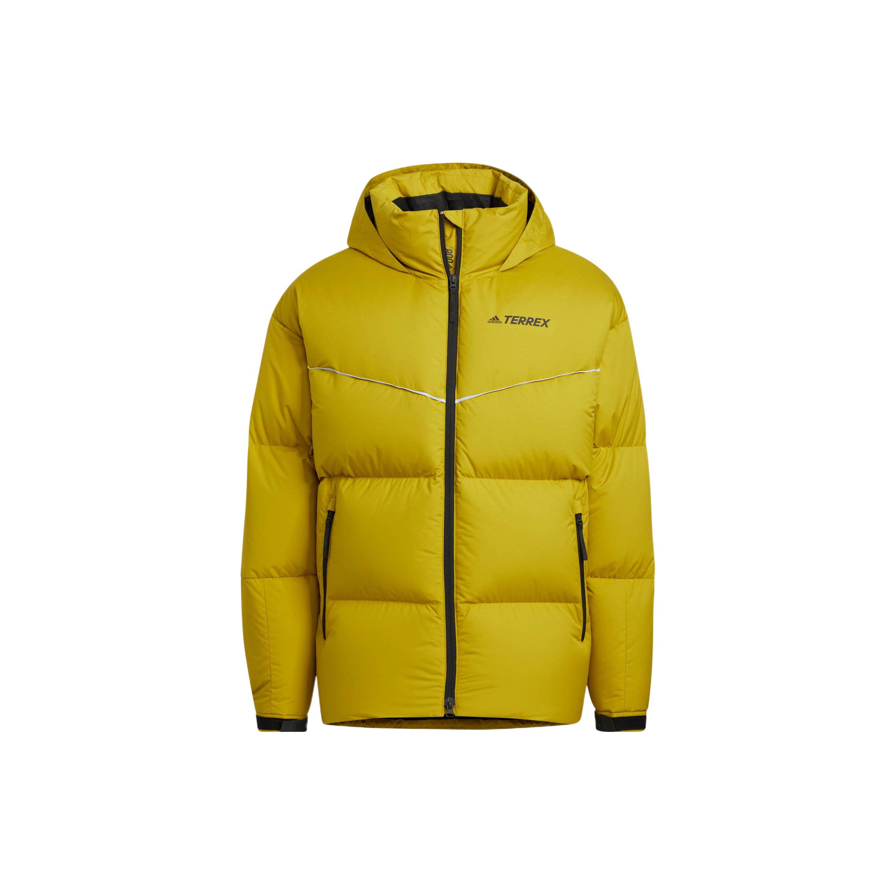 Adidas PUFFY BAFFLE ГУСИНЫЙ ПУХОВИК Пуховик Унисекс Желтый HN2012 A/XS