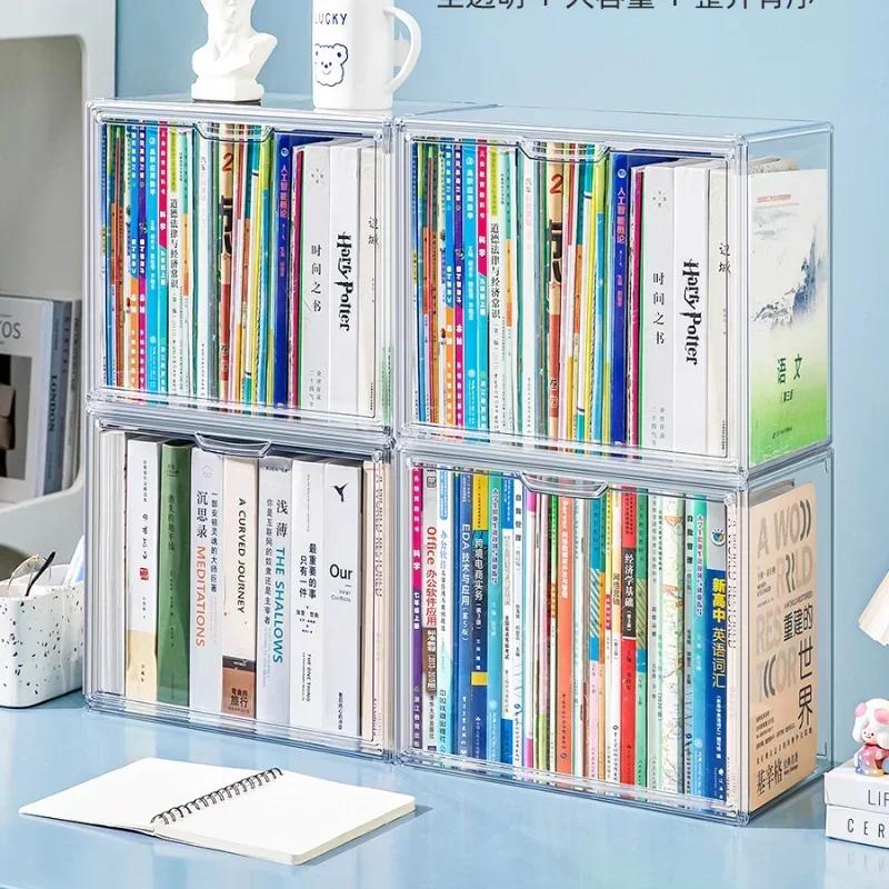 Transparent Plastic Storage Box A4 Size Stackable Desktop Organizer Large Capacity Container for Book Document Toy Sundries