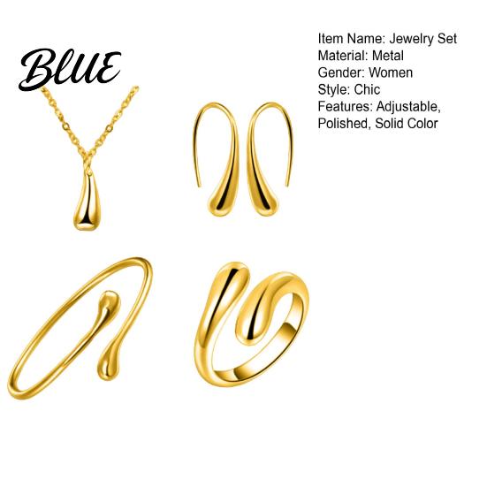 4 Piece Jewelry Set Pcs/Set Women Water Drop Shape Polished