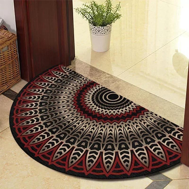 1PC Retro Door Rug Semi-circular Floor Mat Entrance Door Rugs Non-slip Absorbent Bathroom Mat Room Home Decoration Hogar Tapete
