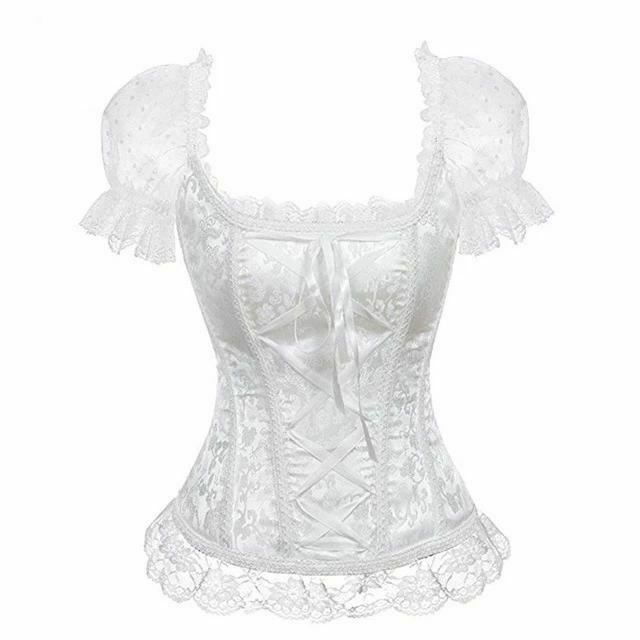 Pink Lace Short Sleeve Corset Top Style Corselet Corsets
