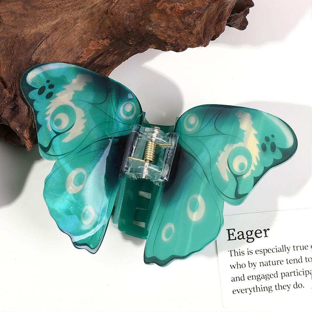 Barevně přechodová velká spona do vlasů, imitace motýla, barevná spona do culíku, elegantní drápek do vlasů