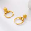 Pure 18 K Gold Color Shiny Simple Transport Beads Earring Jewelry for Women Bride Never Fade Jewelry Birthday Wedding Gifts