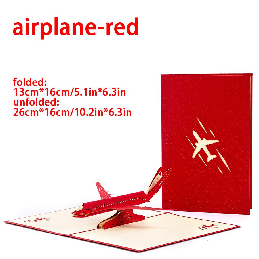 3 Colors Foldable 3D Airplane Greeting Card Ornament Handmade Paper Carving Blessing Message Card Graduation Birthday Gift XJM