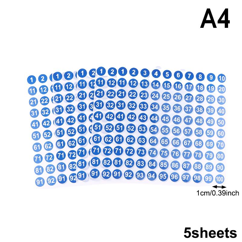 5 Ark Nummerklistermärken 1-100 Etikett Nummerklistermärke För DIY Hantverk Nagellack Limflaska Scrapbooking Dagbok Kontorsmaterial