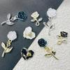 Trending Nail Art Alloy Camellia Pendant: Drip Oil Love, Black & White Rose, Color Edge Flower, Tassel Nail Diamond.