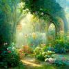 Alice Harikalar Diyarında Masal Ormanı Arka Plan Kumaşı Bahar Monet Bahçesi Arka Plan Kumaşı Çocuk Fotoğrafçılığı Arka Plan Kumaşı