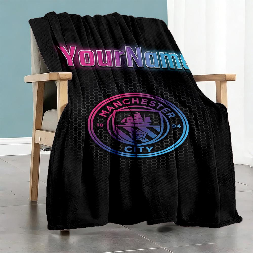 Manchester City Customize Your Name Blanket Multi-purpose Personalized Blanket Durable Comfort for Bedding Home Decor Sofa Living Room