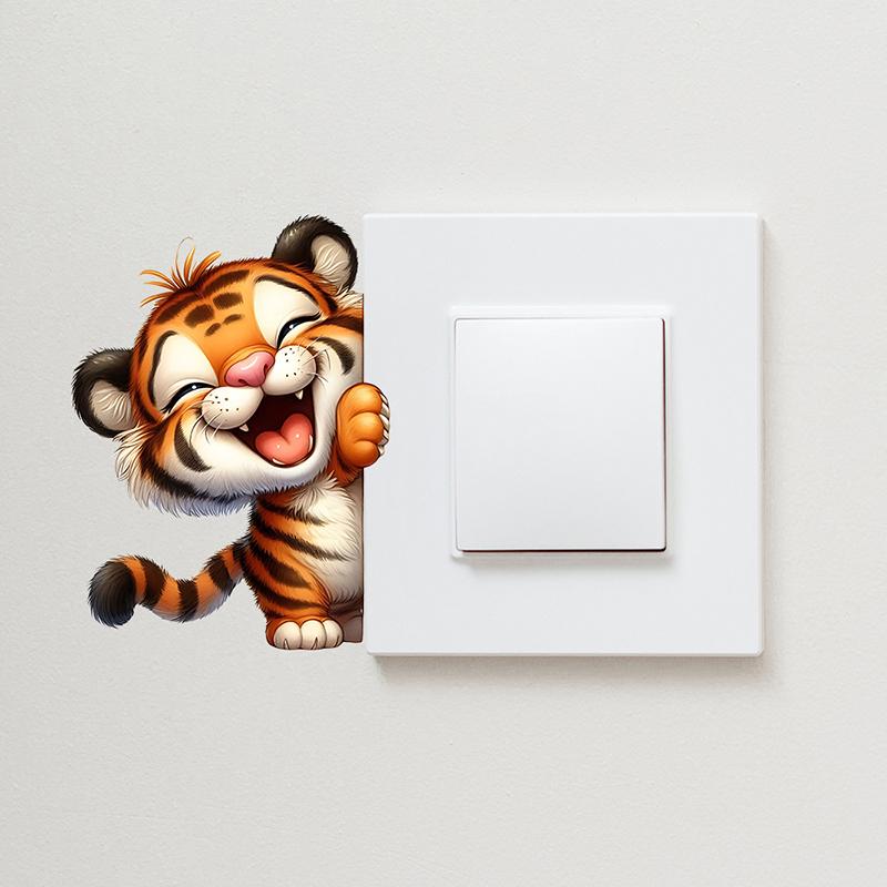 Cartoon Puppy Animal Wall Switch Sticker Self-Adhesive Bathroom Living Room Switch Decoration Adhesive Plug Sticker