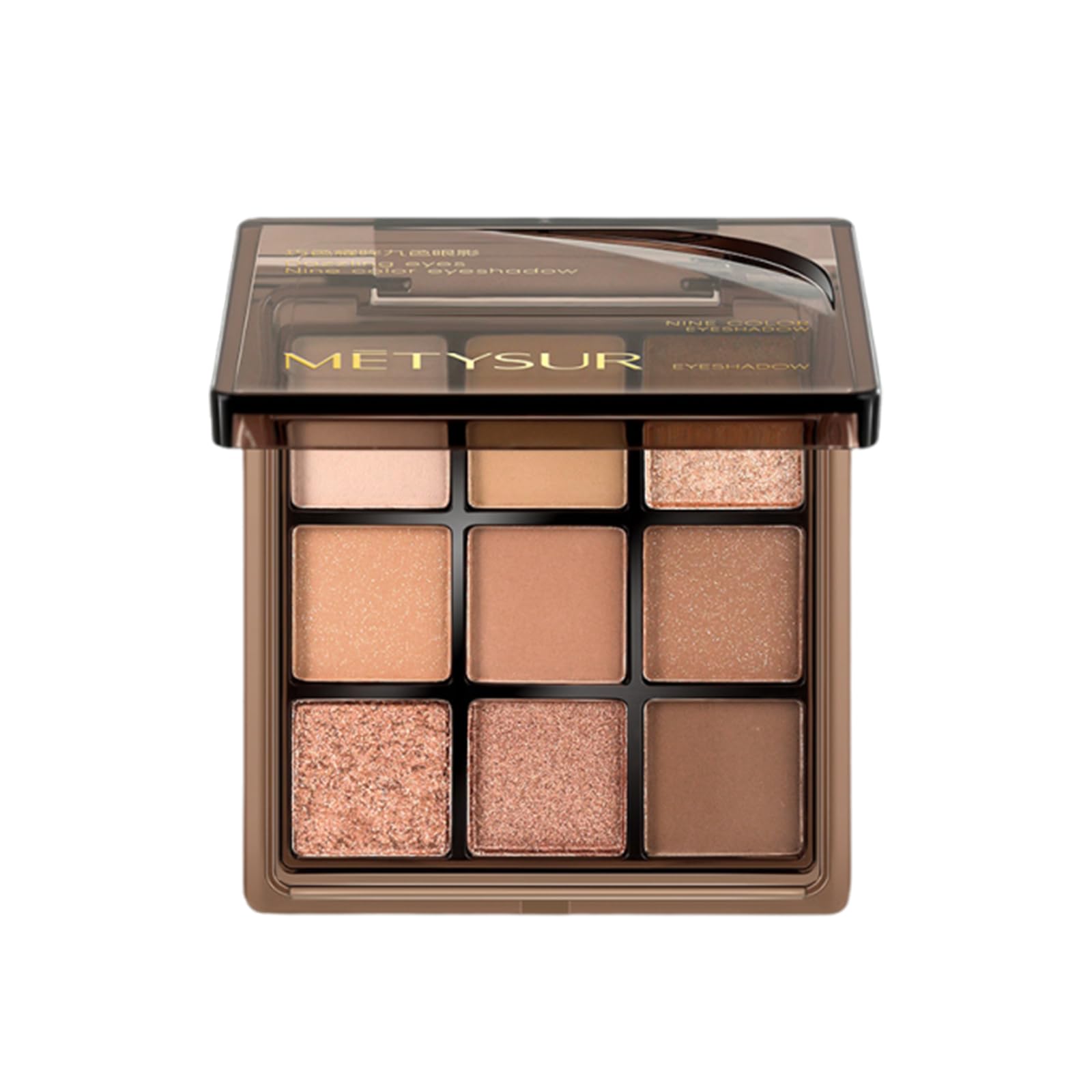 Ash Series 9-Color Eyeshadow Palette: Pearl, Matte, and Glitter. 12-hour long-lasting color payoff, beautiful pigmentation, dimension, and high