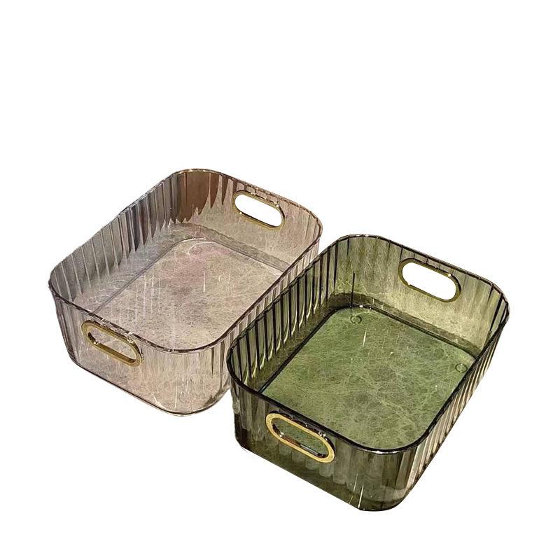 Desktop Storage Box PET Skin Care Storage Basket Transparent Miscellaneous Snacks Cosmetics Sorting Box