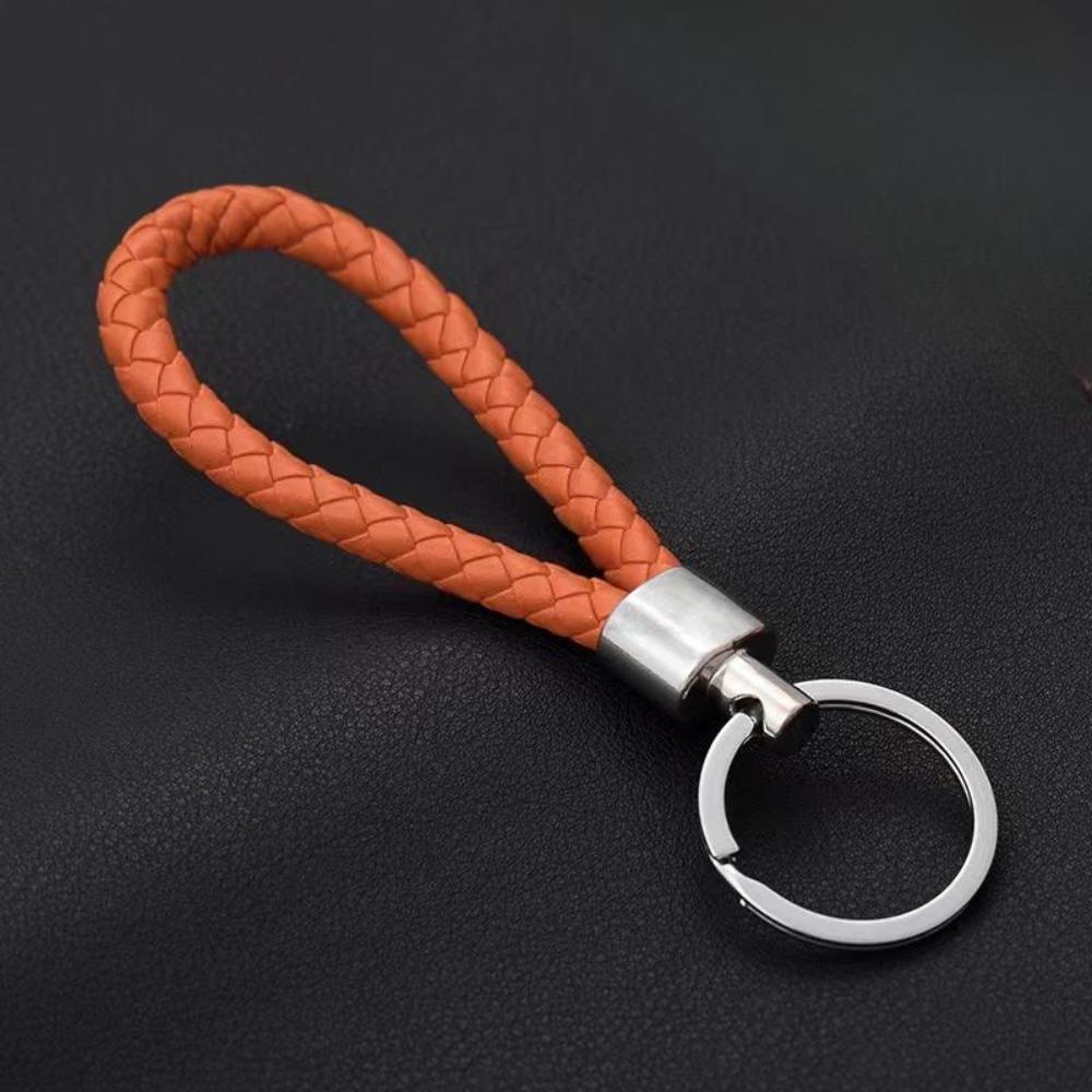 Unisex DIY PU Leather Braided Keychain Woven Rope Pendant Key Ring for Car Bag