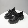 Height-increasing Loafers 2025 New Platform Muffin Shoes Women's Autumn British Style Patent Leather Small Leather Shoes Round Head Lace-up Single Sho