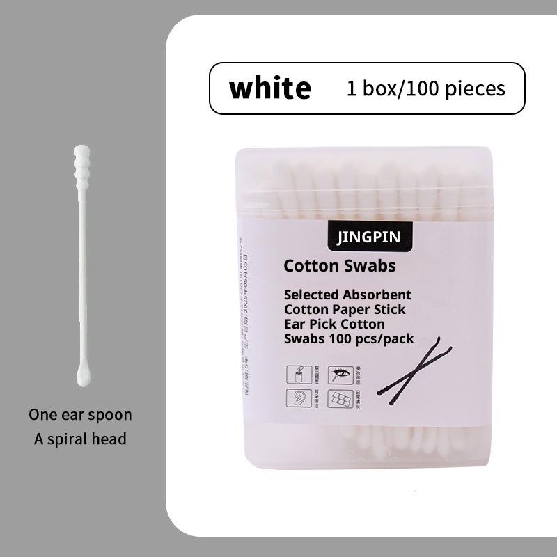 100 Stück/Box Doppelseitiger Wattestäbchen-Stiel Ohrenlöffel Ohrenreinigung Make-up Maniküre Wattestäbchen Einweg-Reinigungswerkzeuge