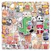 50pcs Cute Animal Graffiti Stickers for Phone, Tablet, Car, or Helmet - Creative Pet Milk Tea Cartoon Decals