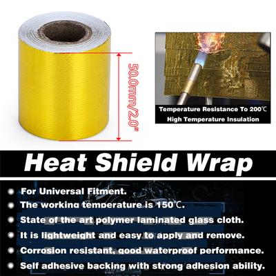 5PCS 2"x5Meter Aluminum Reinforced Tape Adhesive Backed Heat Shield Resistant Wrap Intake Silver