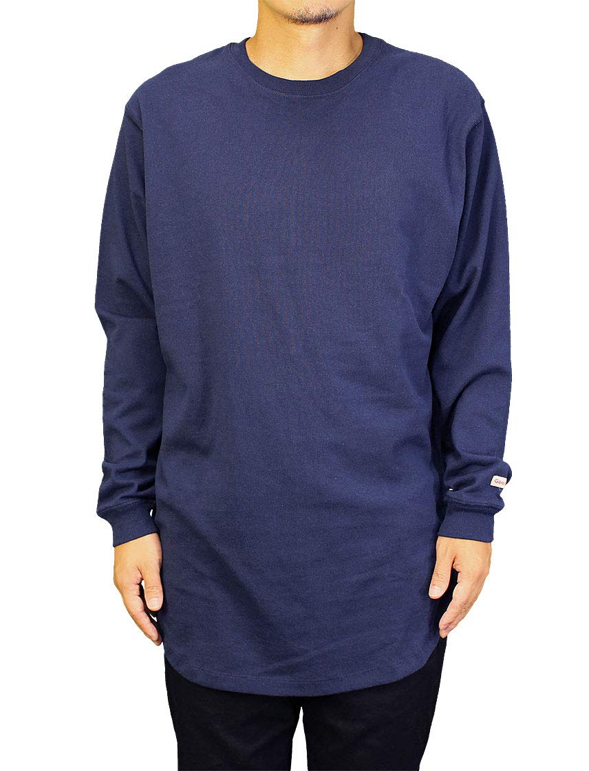 

Long Sleeve Long Length USA Plain Navy [Good Wear] T-Shirt, Heavyweight, 7.6 oz. Cotton, Men s, Women s, Thick, (X-Large, F8)