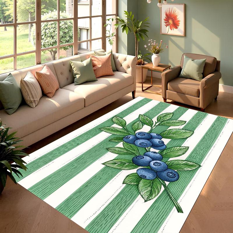 

Colorful Striped Peach Floor Mat Dragon Fruit Blueberry Radish Printed Bedroom Door Mat Colorful Living Room Kitchen Foyer Rug 40X60cm