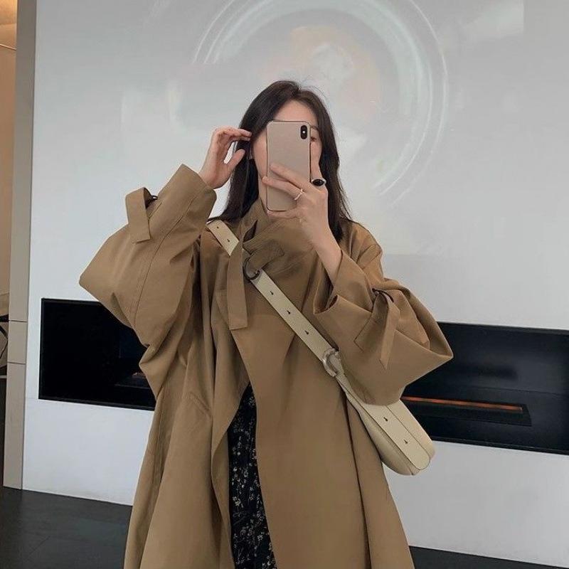 

Loose Slimming Windbreaker Autumn New Design Loose Mid-length Over-the-knee Coat for Women S