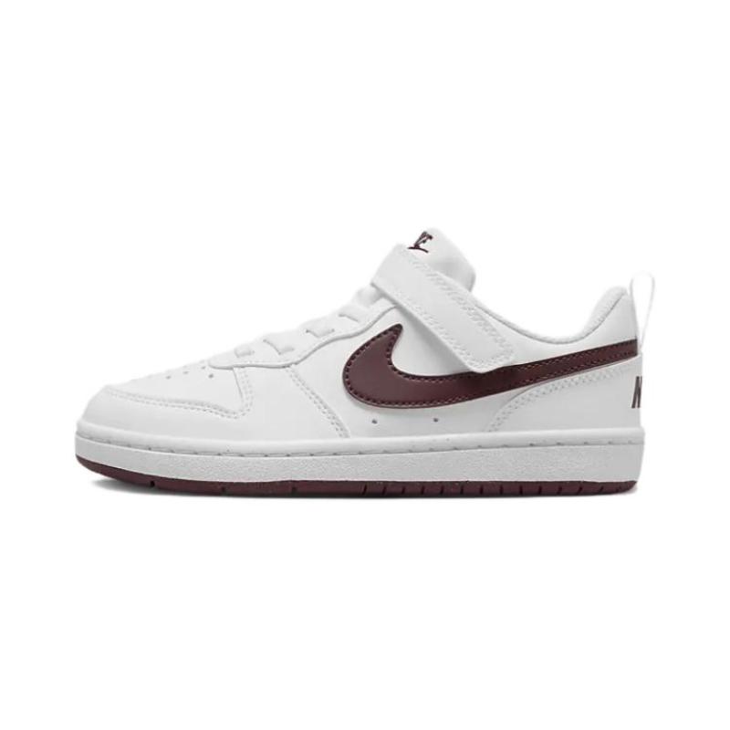 Nike Court Borough Anti Slip Wear Resistant Low Top Kids' Skateboarding Shoes White Children Aged 3 7 Years Old Sneakers DV5457-112