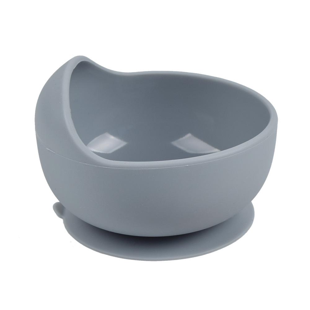 Silicone Baby Bowl & Spoon Set with Wooden Handle and Suction Cup
