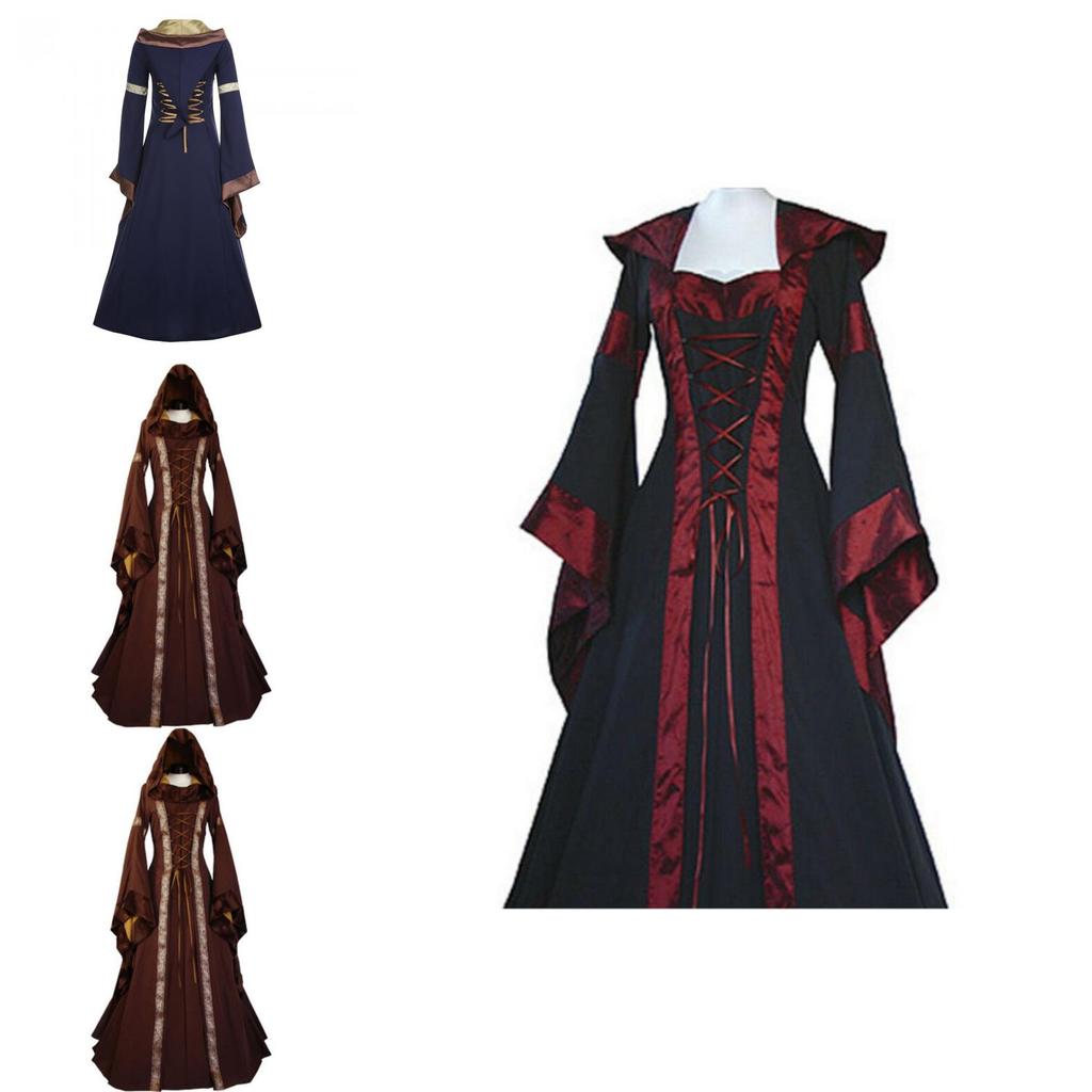 Elegant Vintage Masquerade Party Dress Women's Gothic Medieval Costume