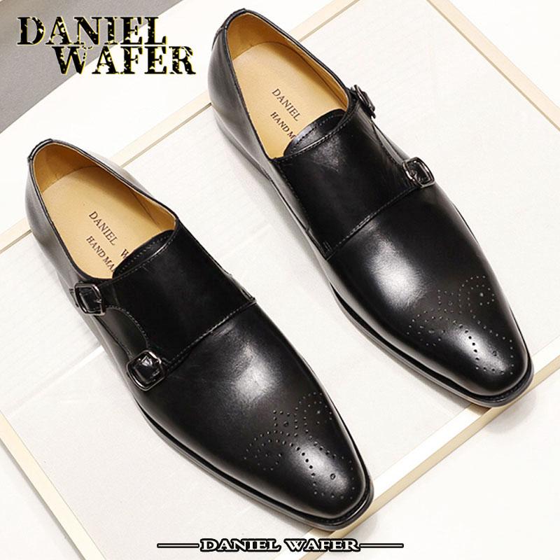 Fashion Luxury Mens Casual Shoes Elegant Office Business Wedding Dress Formal Shoe Comfortable Double Monk Strap Slip on Loafers for Men