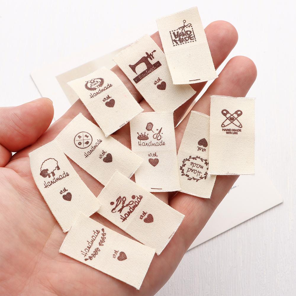 50PCS Cloth Garment Labels Handmade Clothing Tags Cartoon Pattern Woven Knitted Sew Tags Handmade DIY Sewing Crafts Supplies